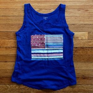 LOFT Blue American Flag Tank Top, M